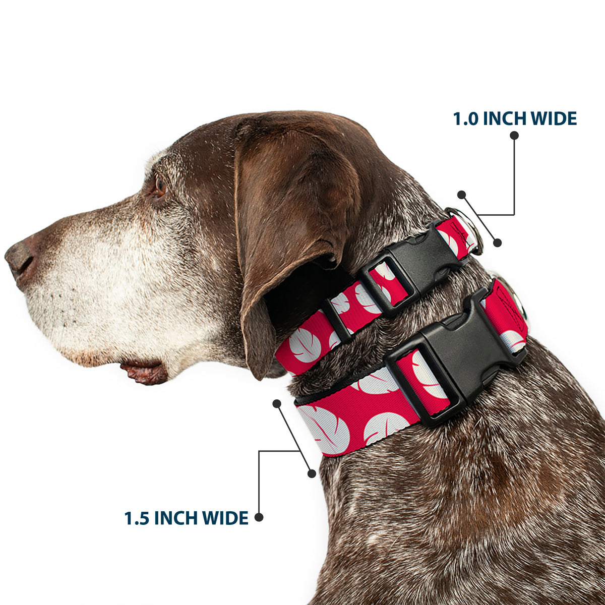 Plastic Clip Collar - Lilo & Stitch Bounding Lilo Dress Leaves Red/Ivory Dog Collars Plastic Clip Side Release Disney