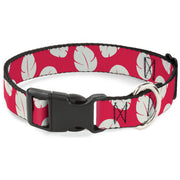 Plastic Clip Collar - Lilo & Stitch Bounding Lilo Dress Leaves Red/Ivory Dog Collars Plastic Clip Side Release Disney