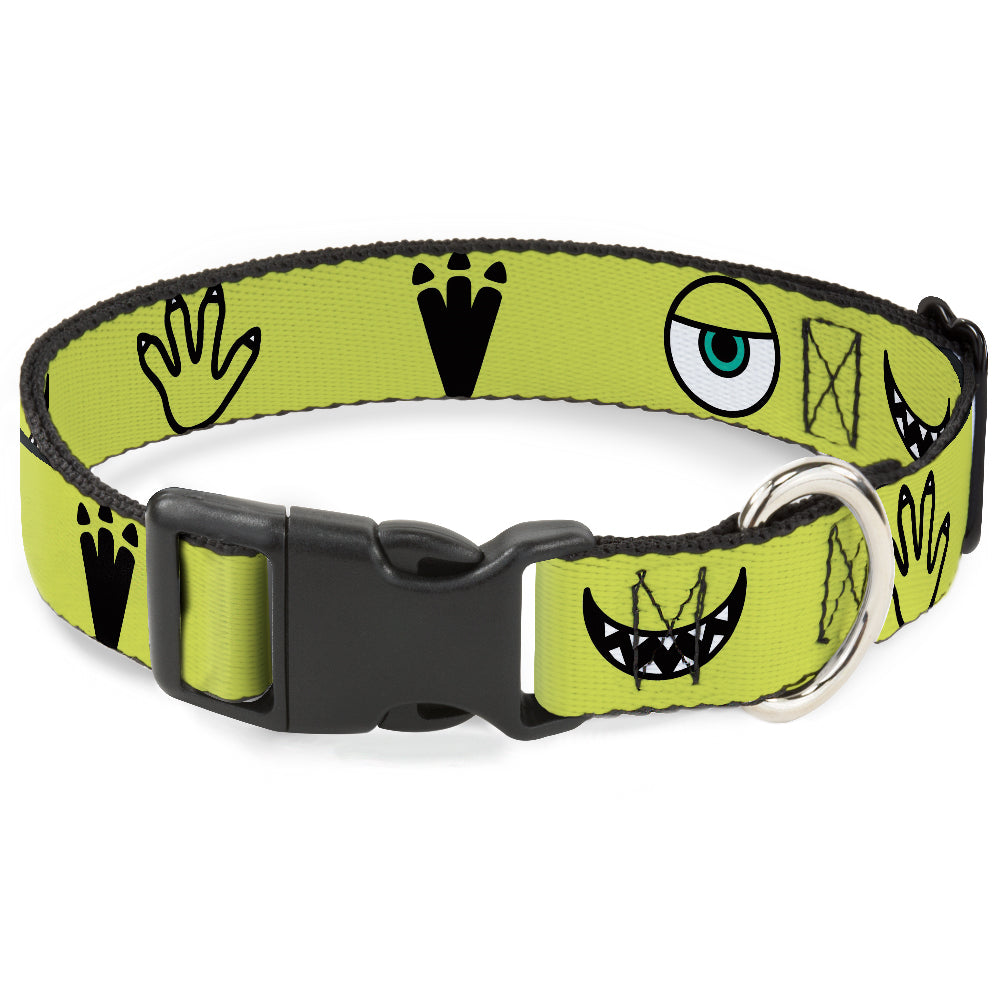 Plastic Clip Collar - Monsters Inc. Mike 4-Icons Greens/Black/White Dog Collars Plastic Clip Side Release Disney