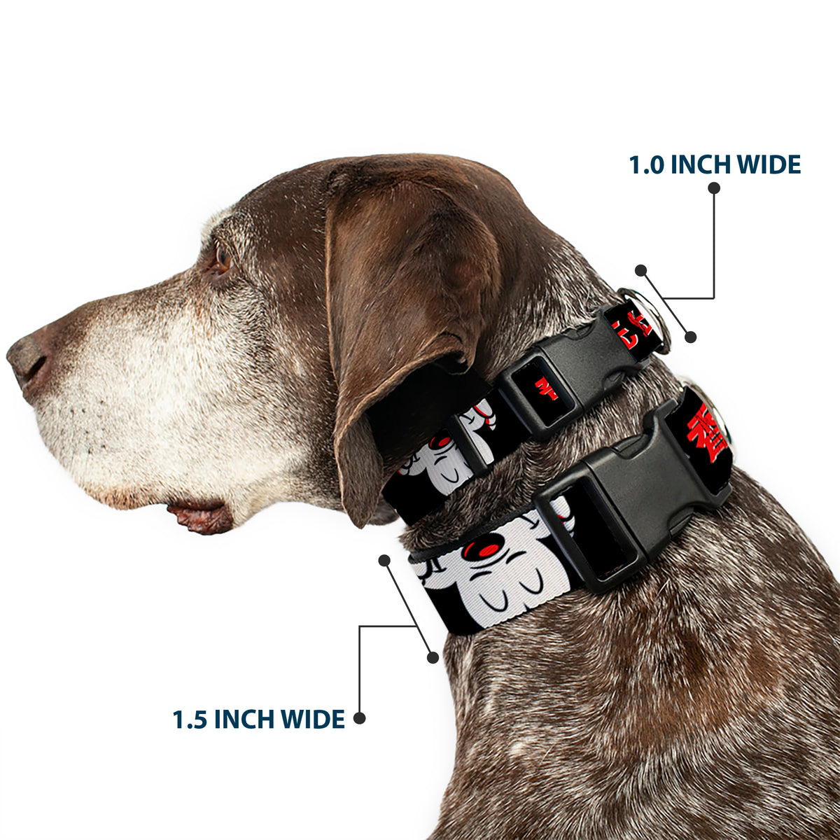 Plastic Clip Collar - Mickey Mouse Smelling Pose Black/White/Reds Dog Collars Plastic Clip Side Release Disney