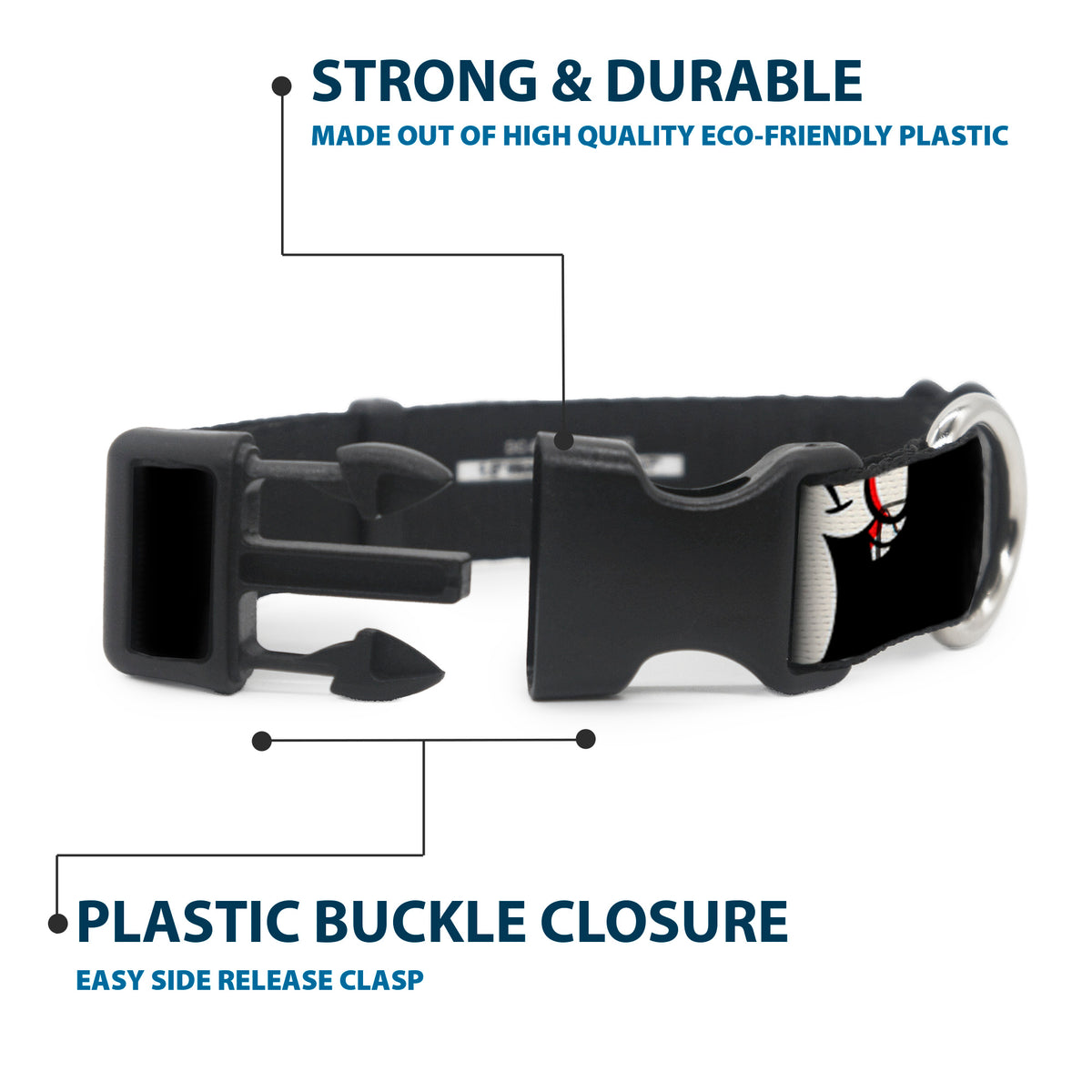Plastic Clip Collar - Mickey Mouse Smelling Pose Black/White/Reds Dog Collars Plastic Clip Side Release Disney