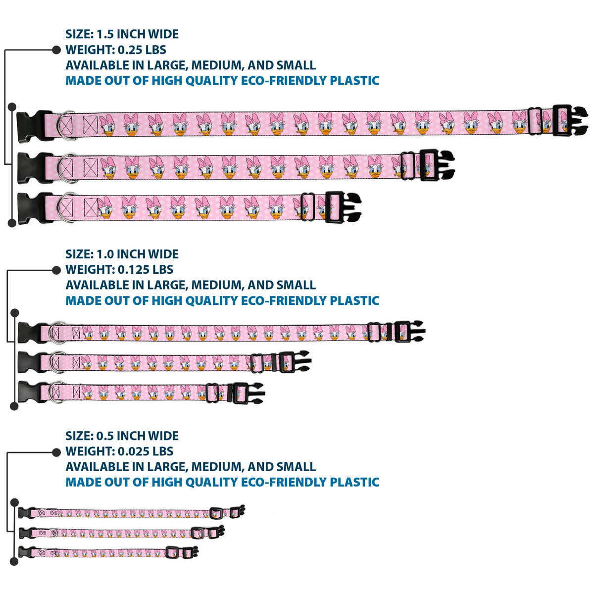 Plastic Clip Collar - Daisy Duck 2-Expressions/Dots Pinks Dog Collars Plastic Clip Side Release Disney