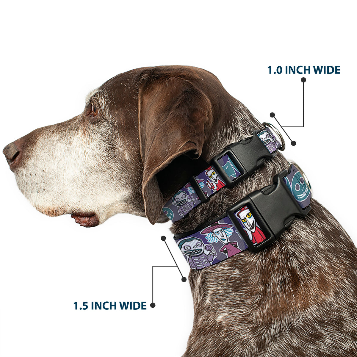 Plastic Clip Collar - Nightmare Before Christmas Lock Shock & Barrel Group Pose/Masks Purples Dog Collars Plastic Clip Side Release Disney