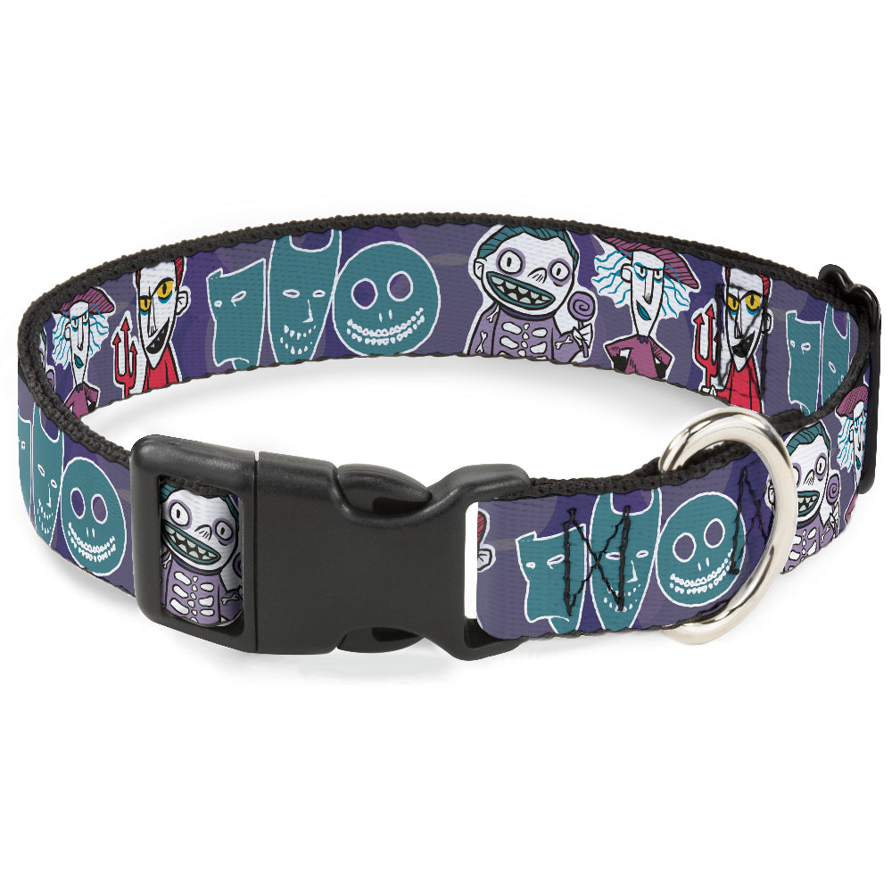 Plastic Clip Collar - Nightmare Before Christmas Lock Shock & Barrel Group Pose/Masks Purples Dog Collars Plastic Clip Side Release Disney