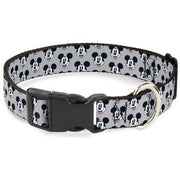 Plastic Clip Collar - Mickey Mouse Smiling Face Monogram Gray Dog Collars Plastic Clip Side Release Disney