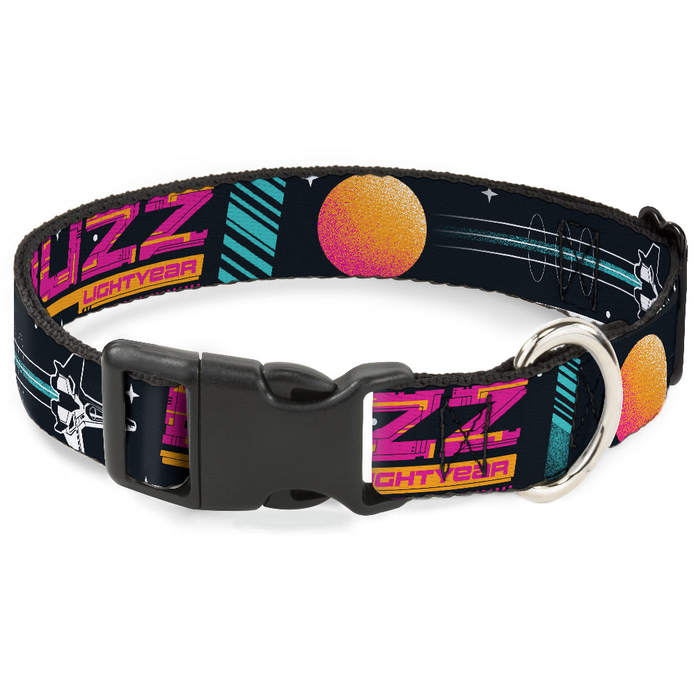 Plastic Clip Collar - BUZZ LIGHTYEAR Hyper Speed Spaceship Black/Multi Color Dog Collars Plastic Clip Side Release Disney