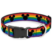 Plastic Clip Collar - Mickey Mouse Ears Icon Rainbow Pride Flag Dog Collars Plastic Clip Side Release Disney