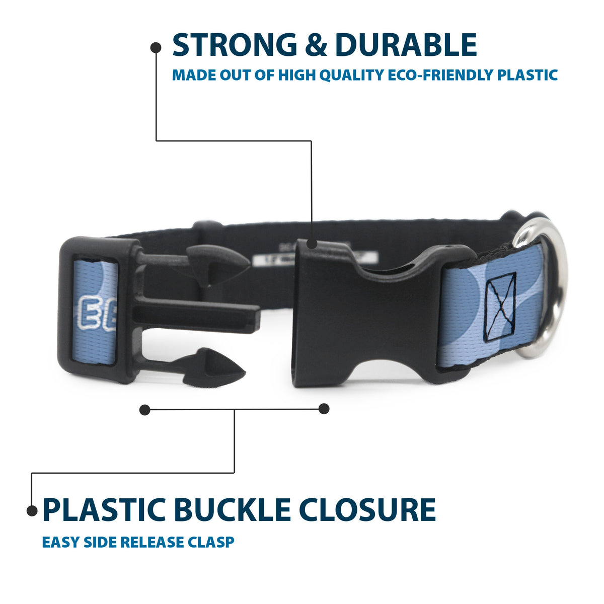 Plastic Clip Collar - Winnie the Pooh Eeyore Text and Expression Close-Up Dot Blues Dog Collars Plastic Clip Side Release Disney