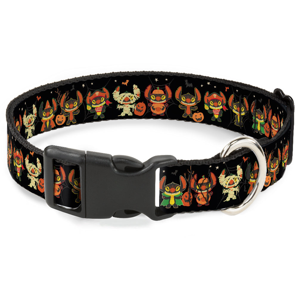 Plastic Clip Collar - Lilo and Stitch Halloween Stitch Dress Up Poses Black Dog Collars Plastic Clip Side Release Disney