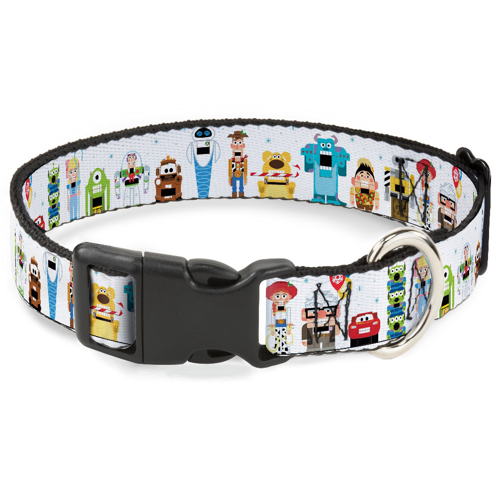 Plastic Clip Collar - Pixar Holiday Collection Nutcracker Characters Lineup/Stars White/Blues Dog Collars Plastic Clip Side Release Disney