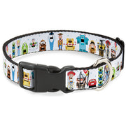 Plastic Clip Collar - Pixar Holiday Collection Nutcracker Characters Lineup/Stars White/Blues Dog Collars Plastic Clip Side Release Disney