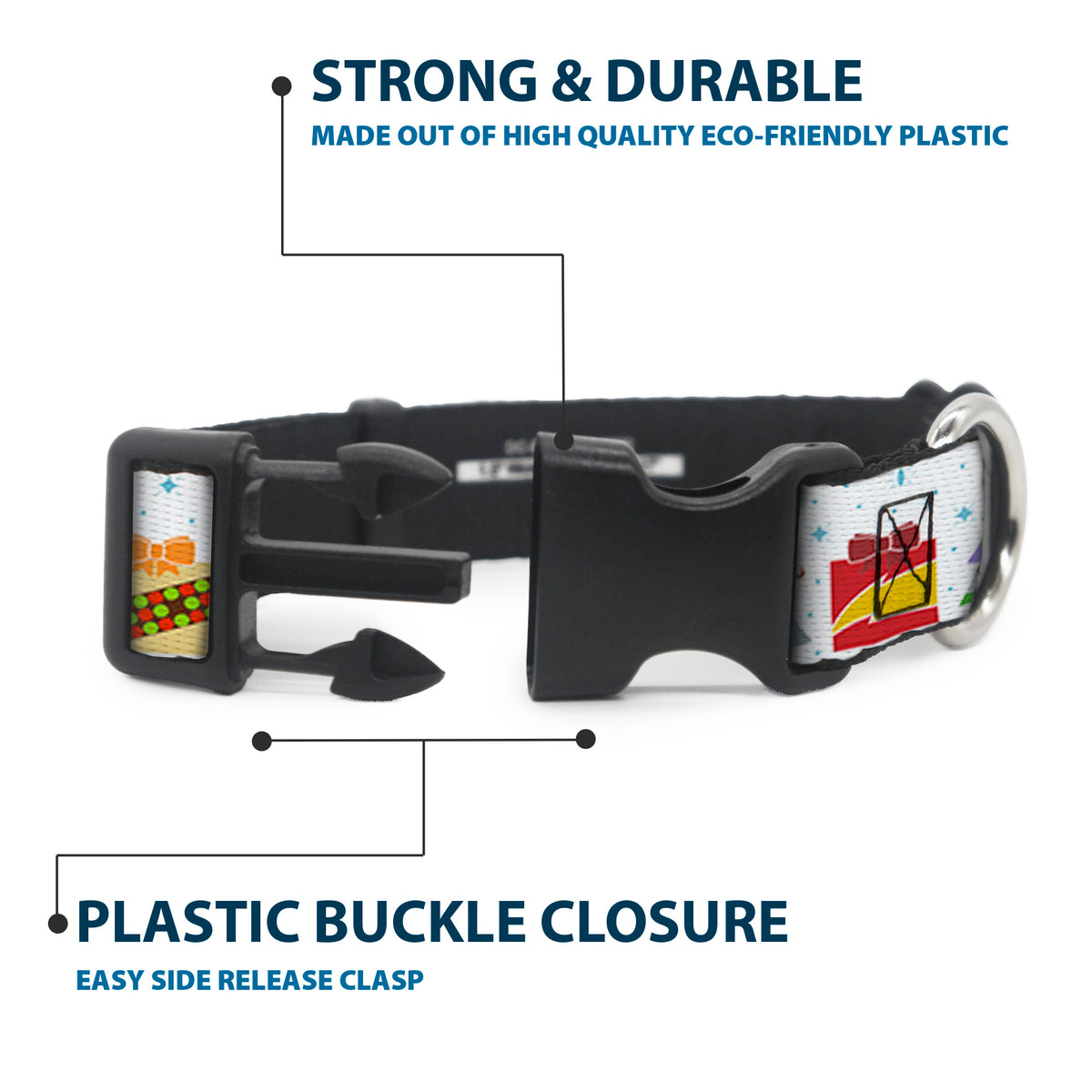 Plastic Clip Collar - Pixar Holiday Collection Character Gifts Lineup/Stars White/Blues Dog Collars Plastic Clip Side Release Disney