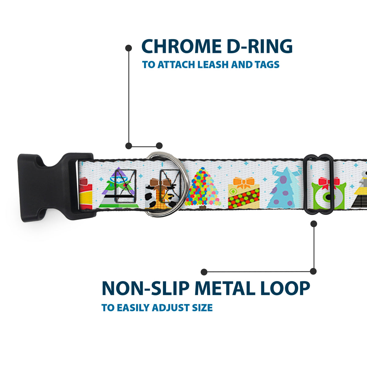 Plastic Clip Collar - Pixar Holiday Collection Character Gifts Lineup/Stars White/Blues Dog Collars Plastic Clip Side Release Disney