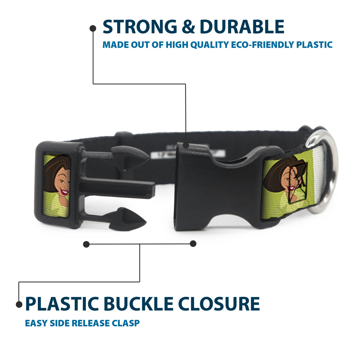 Plastic Clip Collar - The Proud Family 6-Character Block Poses Dog Collars Plastic Clip Side Release Disney