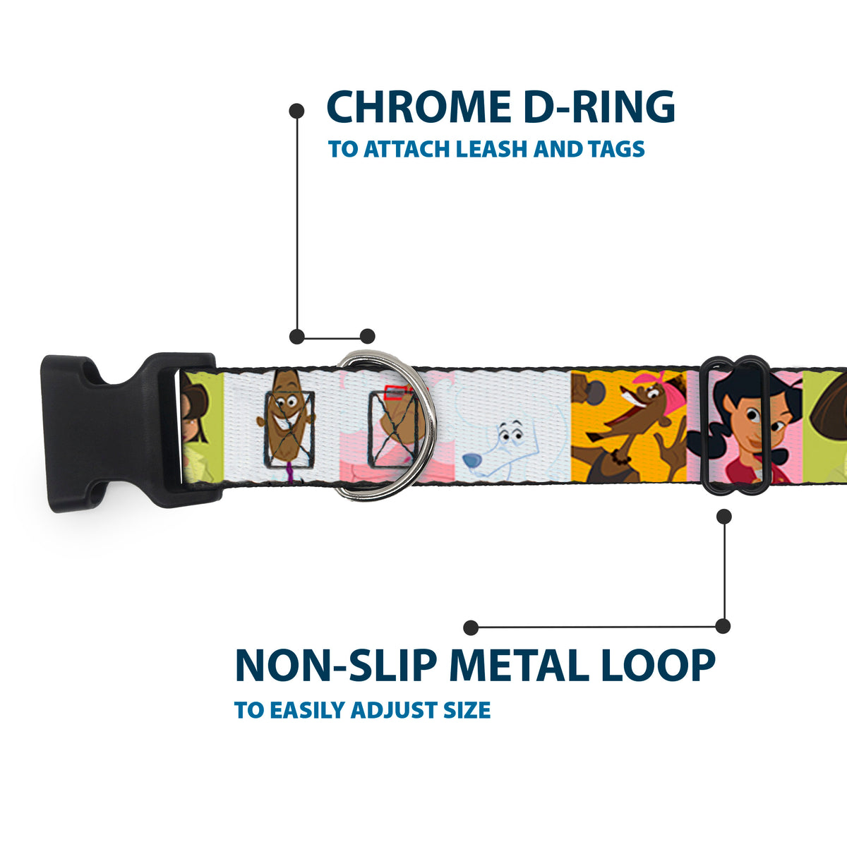 Plastic Clip Collar - The Proud Family 6-Character Block Poses Dog Collars Plastic Clip Side Release Disney