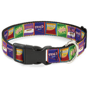 Plastic Clip Collar - The Proud Family PROUD SNACKS Logo Blocks Multi Color Dog Collars Plastic Clip Side Release Disney