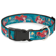 Plastic Clip Collar - The Little Mermaid Flounder and Sebastian Under the Sea Greens Dog Collars Plastic Clip Side Release Disney