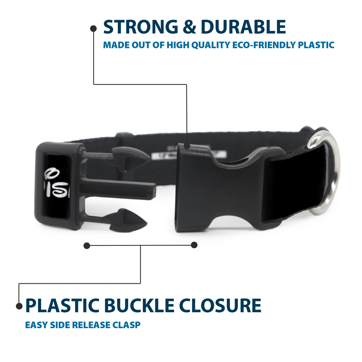 Plastic Clip Collar - DISNEY PRIDE Signature Logo Black/White/Rainbow Dog Collars Plastic Clip Side Release Disney