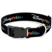 Plastic Clip Collar - DISNEY PRIDE Signature Logo Black/White/Rainbow Dog Collars Plastic Clip Side Release Disney