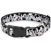 Plastic Clip Collar - Mickey Mouse Expression Blocks White/Black/Red Dog Collars Plastic Clip Side Release Disney