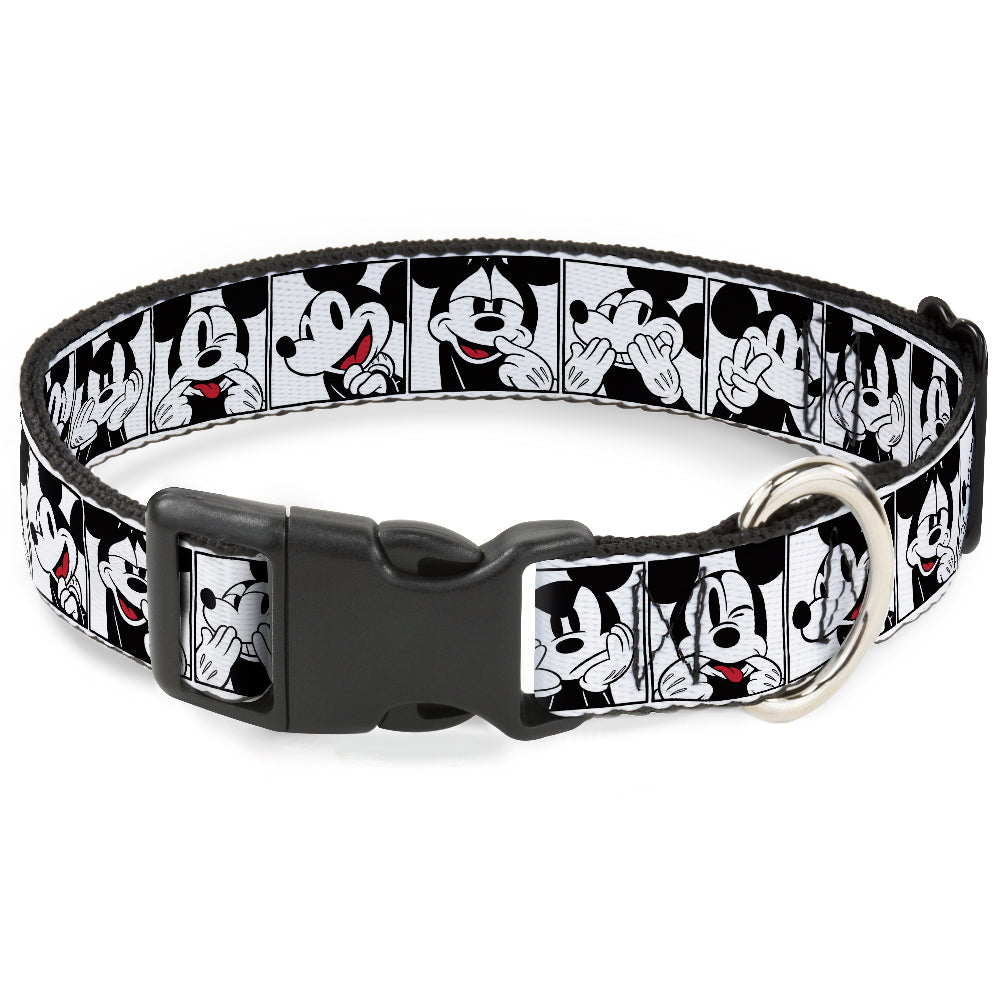Plastic Clip Collar - Mickey Mouse Expression Blocks White/Black/Red Dog Collars Plastic Clip Side Release Disney