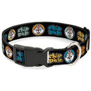 Plastic Clip Collar - CHIP & DALE Expression Bubbles Black/Multi Color Dog Collars Plastic Clip Side Release Disney