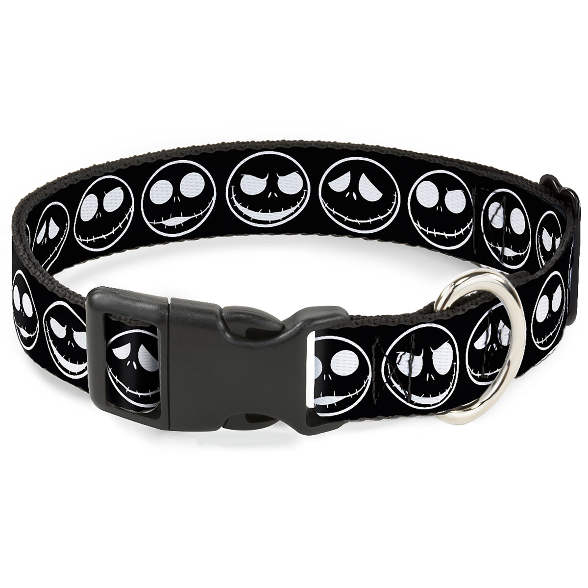 Plastic Clip Collar - The Nightmare Before Christmas Jack 5-Expressions Black/White Dog Collars Plastic Clip Side Release Disney