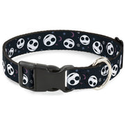 Plastic Clip Collar - The Nightmare Before Christmas Smiling Jack Moon and Stars Black Dog Collars Plastic Clip Side Release Disney