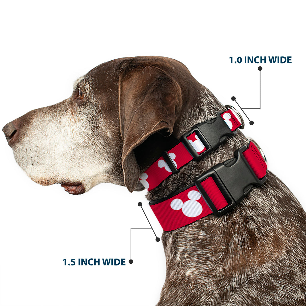 Plastic Clip Collar - Mickey Mouse Ears Icon Red/White Dog Collars Plastic Clip Side Release Disney