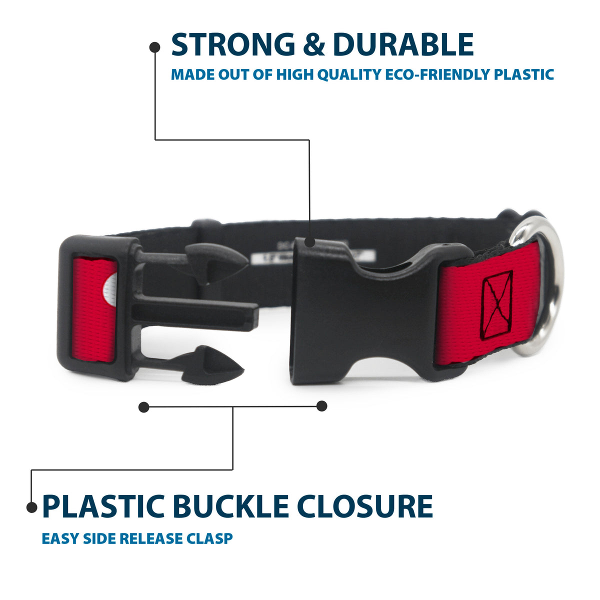 Plastic Clip Collar - Mickey Mouse Ears Icon Red/White Dog Collars Plastic Clip Side Release Disney