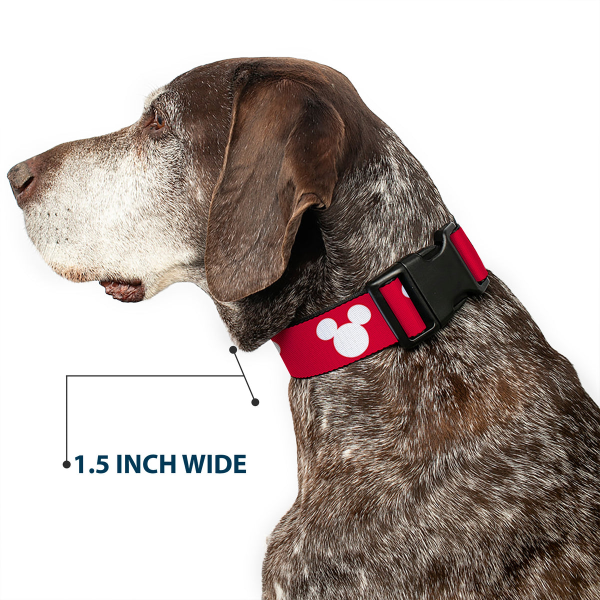 Plastic Clip Collar - Mickey Mouse Ears Icon Red/White Dog Collars Plastic Clip Side Release Disney