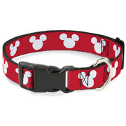 Plastic Clip Collar - Mickey Mouse Ears Icon Red/White Dog Collars Plastic Clip Side Release Disney