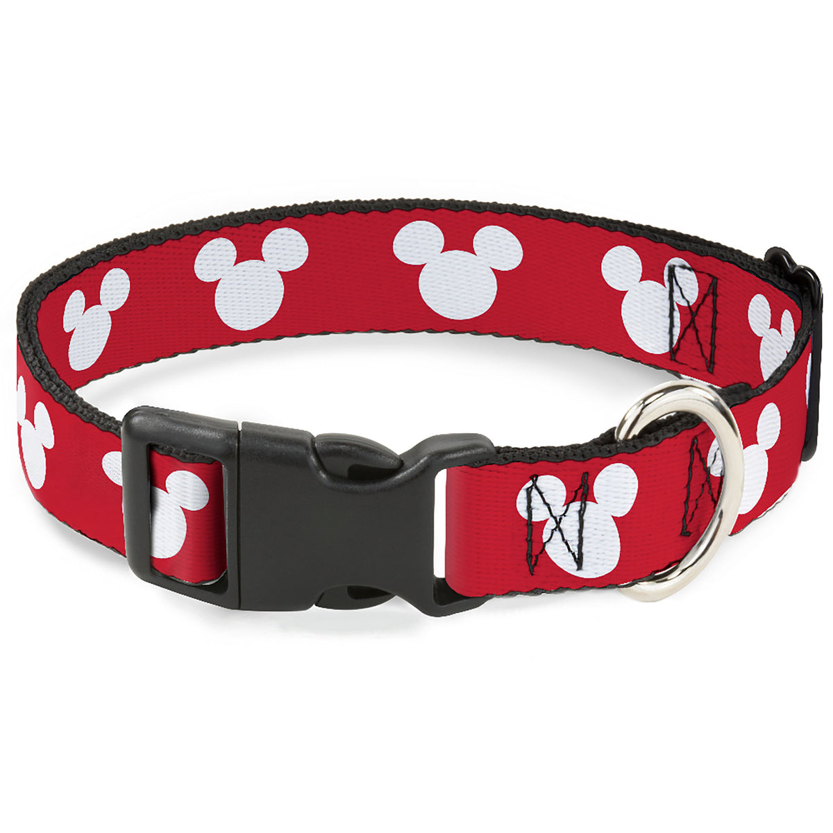 Plastic Clip Collar - Mickey Mouse Ears Icon Red/White Dog Collars Plastic Clip Side Release Disney