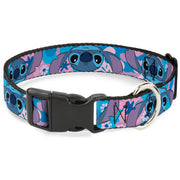 Plastic Clip Collar - Lilo & Stitch Stitch Flip Expressions Close-Up Blues/Pinks Dog Collars Plastic Clip Side Release Disney