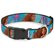 Plastic Clip Collar - The Little Mermaid Live Action Ariel Under the Sea Poses Blues Dog Collars Plastic Clip Side Release Disney