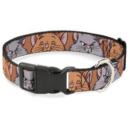 Plastic Clip Collar - Aristocats Toulouse and Berlioz Close-Up Faces Orange Dog Collars Plastic Clip Side Release Disney