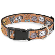 Plastic Clip Collar - Disney Cats and Dogs Faces Orange Dog Collars Plastic Clip Side Release Disney