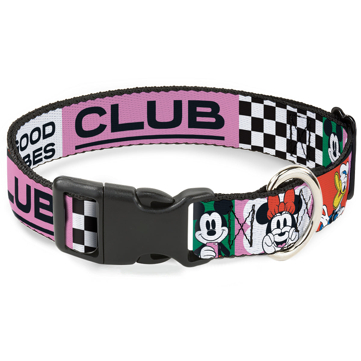 Plastic Clip Collar - Sensational Six GOOD VIBES CLUB Pose Blocks Multi Color Dog Collars Plastic Clip Side Release Disney