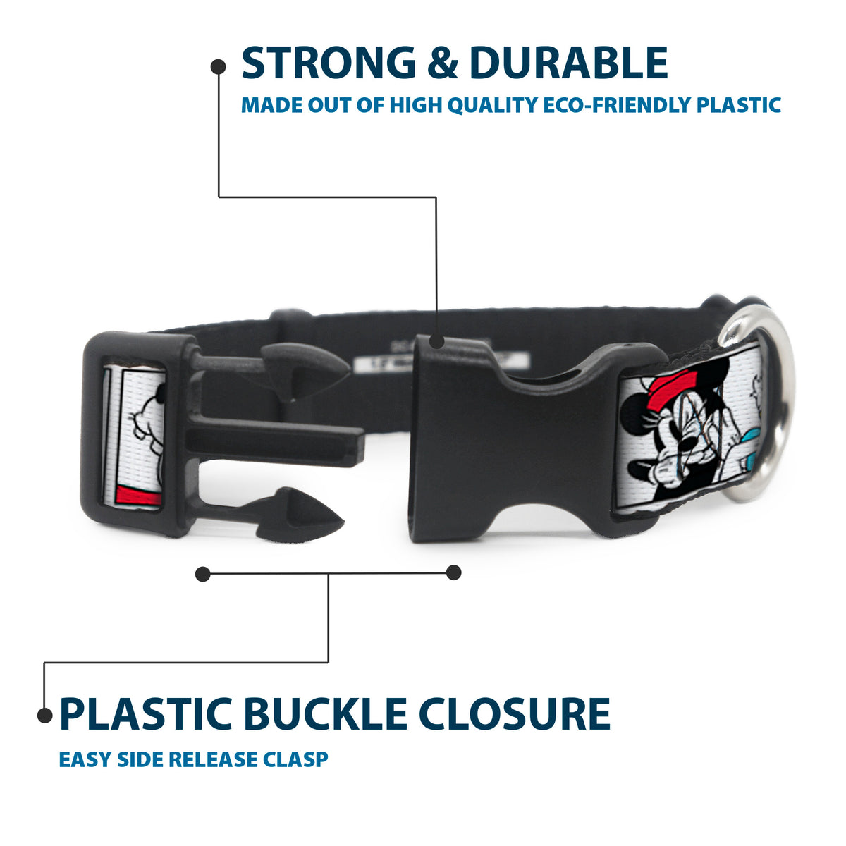 Plastic Clip Collar - Sensational Six Buddy Pose Blocks White/Multi Color Dog Collars Plastic Clip Side Release Disney