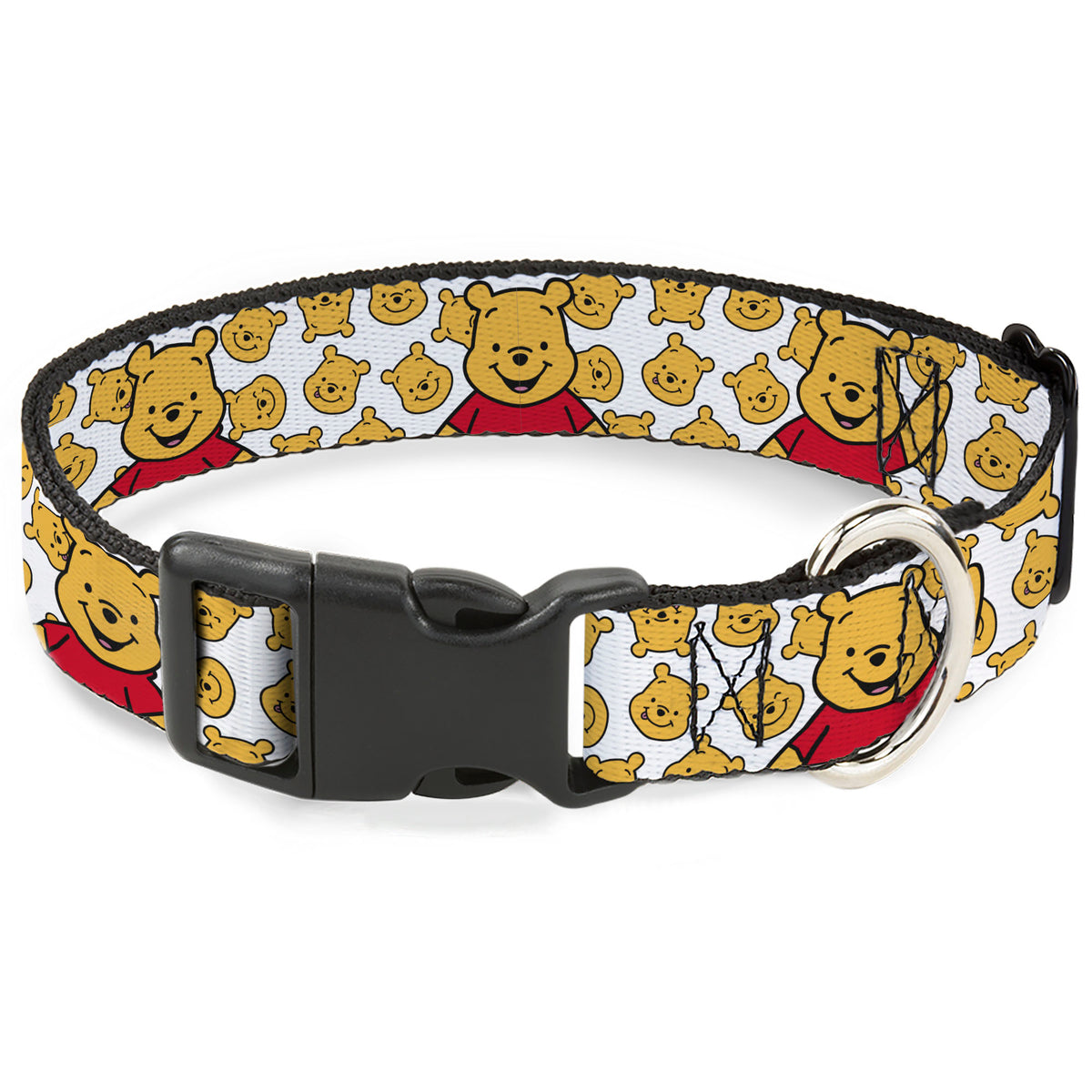 Plastic Clip Collar - Winnie the Pooh Chibi Pose and Expressions Scattered White Dog Collars Plastic Clip Side Release Disney