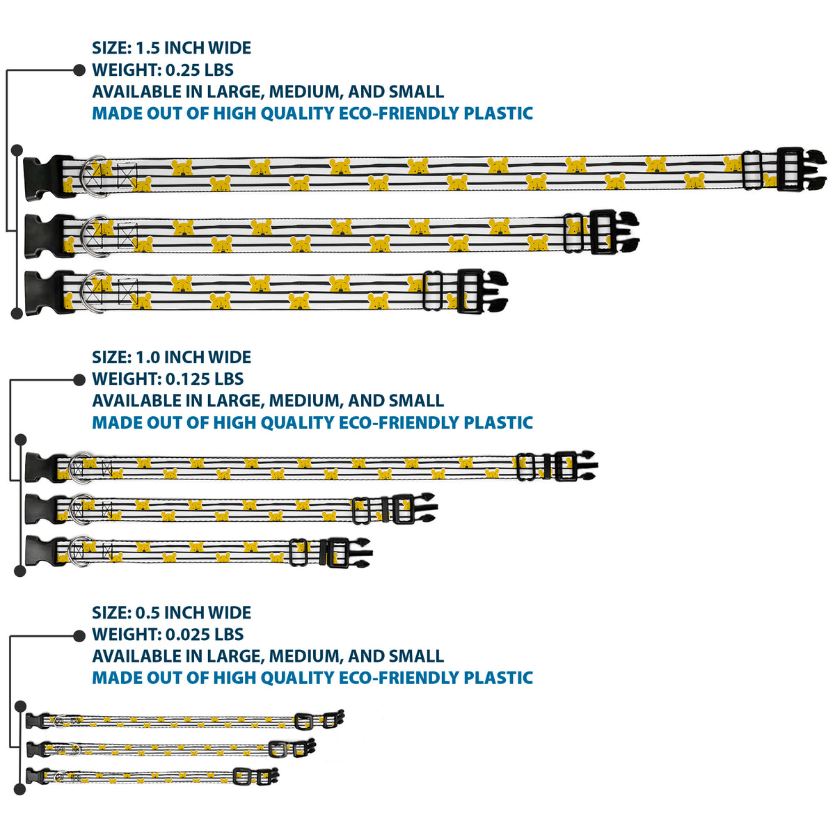 Plastic Clip Collar - Winnie the Pooh Peeking Poses Stripe White/Black Dog Collars Plastic Clip Side Release Disney