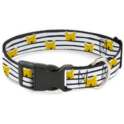 Plastic Clip Collar - Winnie the Pooh Peeking Poses Stripe White/Black Dog Collars Plastic Clip Side Release Disney