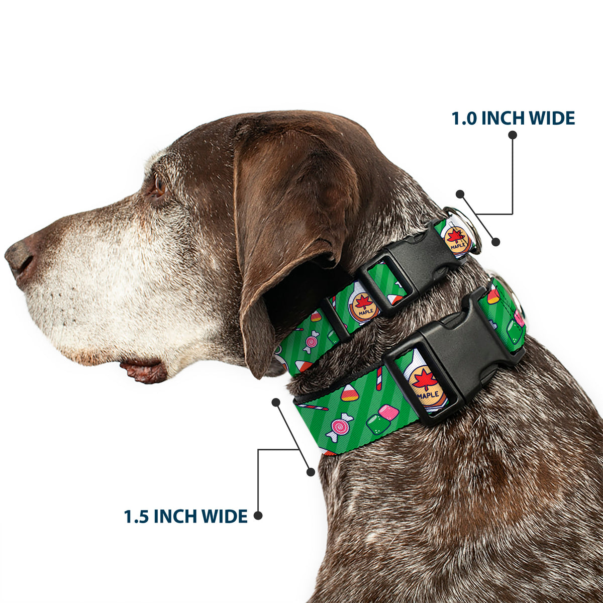 Plastic Clip Collar - Elf Sweets Icons Scattered Stripe Greens Dog Collars Plastic Clip Side Release Elf