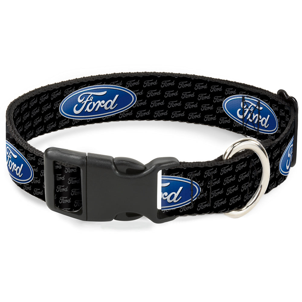 Plastic Clip Collar - Ford Oval REPEAT w/Text Dog Collars Plastic Clip Side Release Ford
