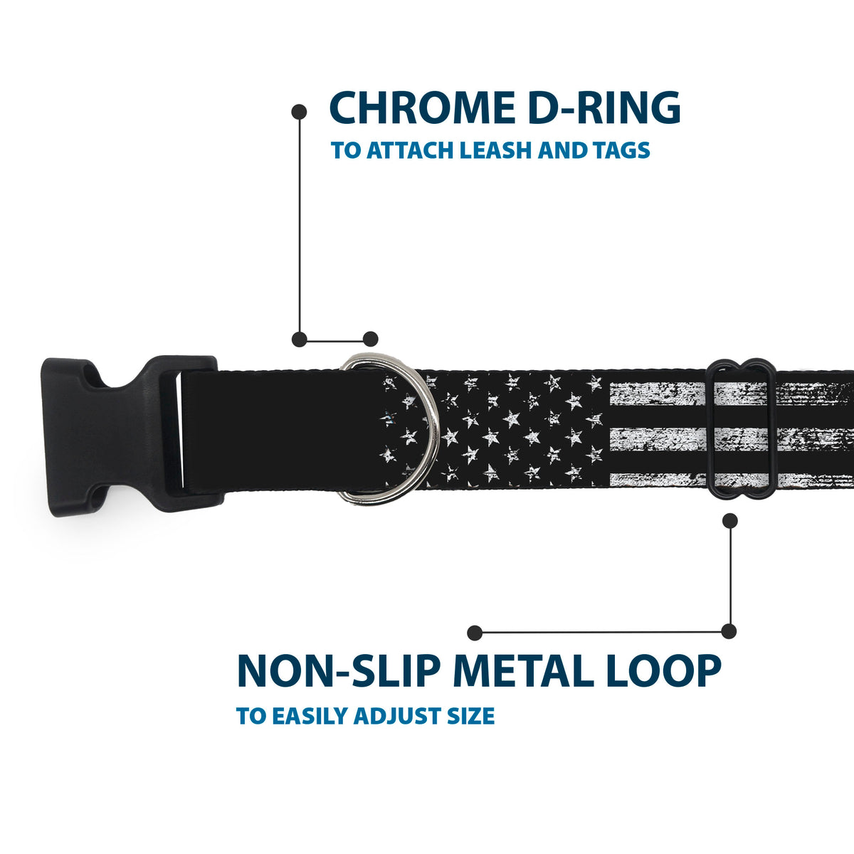 Plastic Clip Collar - FORD Oval Americana Weathered Black/White Dog Collars Plastic Clip Side Release Ford