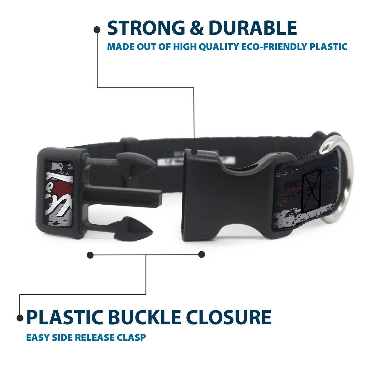 Plastic Clip Collar - FORD Script Stars and Stripes Americana Weathered Dog Collars Plastic Clip Side Release Ford