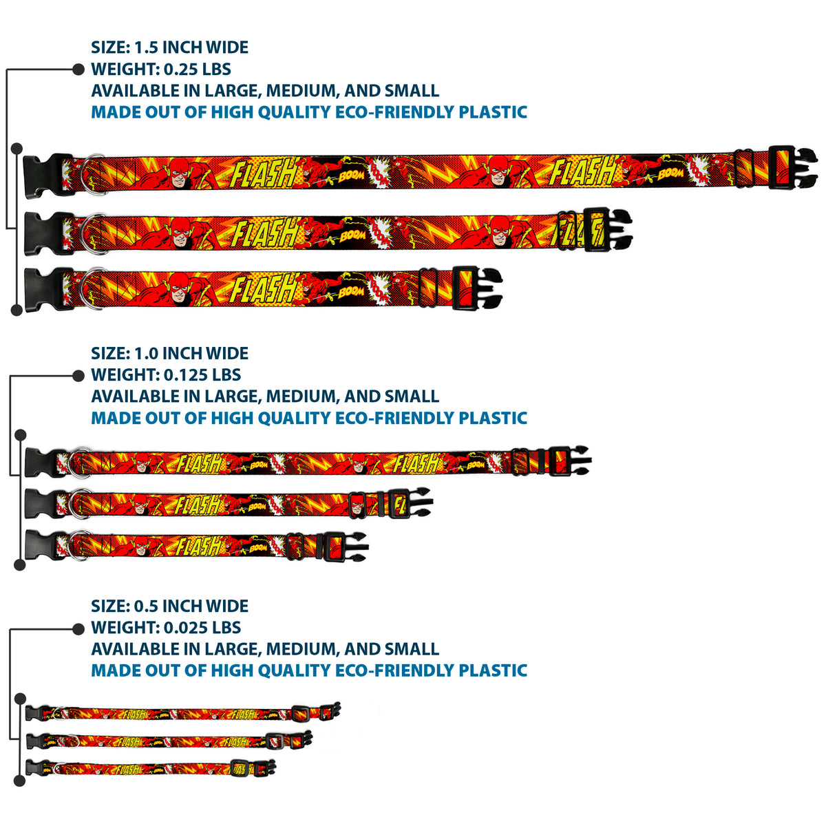 Plastic Clip Collar - The Flash BOOM-KABOOM! Dog Collars Plastic Clip Side Release DC Comics