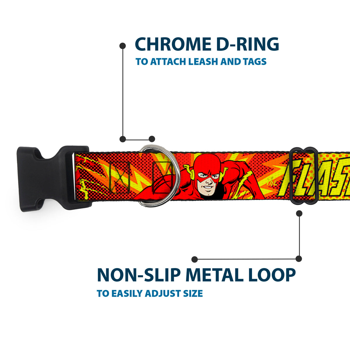 Plastic Clip Collar - The Flash BOOM-KABOOM! Dog Collars Plastic Clip Side Release DC Comics