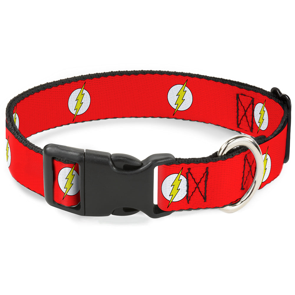 Plastic Clip Collar - Flash Logo Red/White/Yellow Dog Collars Plastic Clip Side Release DC Comics