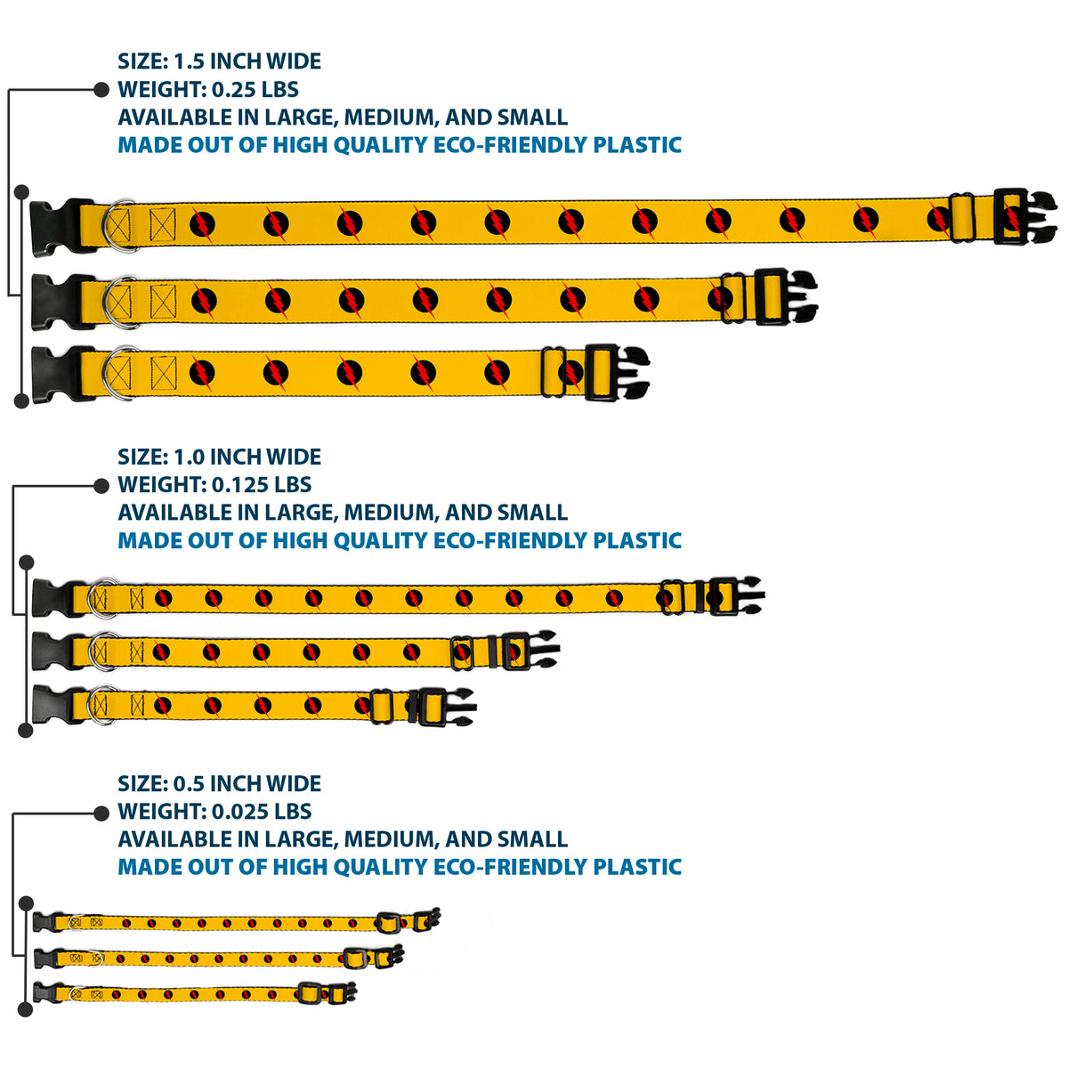 Plastic Clip Collar - Reverse Flash Logo Golden Yellow/Black/Red Dog Collars Plastic Clip Side Release DC Comics